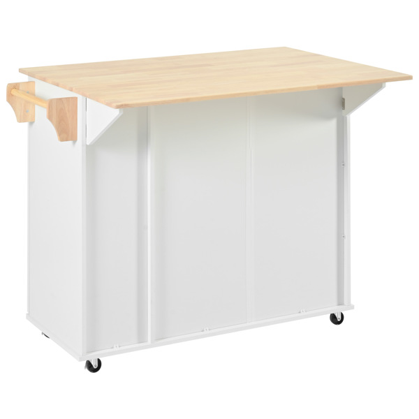 Kitchen Island with Drop Leaf, Kitchen Storage Cart with 3 Tier Pull Out Cabinet Organizer, Internal Storage Rack, Rolling Kitchen Cart on Wheels with Towel Rack, 2 Drawers, for Kitchen, White