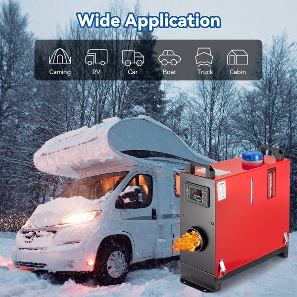 All in One 8KW 12V-24V Portable Diesel Air Heater with Muffler, Remote Control, LCD Monitor, Fast Heating Defrost Defog for Campers, Truck, RV, Boat, Garage