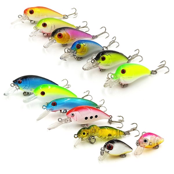 30PCS Kinds of Fishing Lures Crankbaits Hooks Minnow Baits Bass Tackle Crank Set