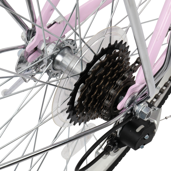 【replace：41373111】26in 150kg High Carbon Steel V Brake 7 Speed ​​Commuter Bike Pink