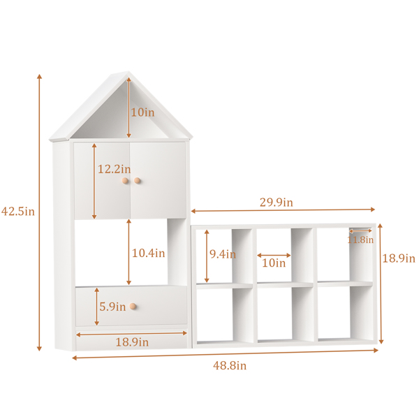 Versatile Children's Bookshelf with House-Shaped Design, Multi-Functional Storage for Books and Toys, Adjustable Placement, Durable Kids Organizer for Playroom or Bedroom Easy Assembly & Safe for Kid