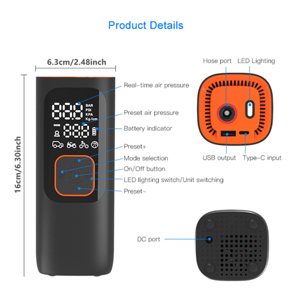 Car Mounted Inflation Pump, Portable SUV, Motorcycle, Electric Vehicle, Wireless Electric Inflation Pump