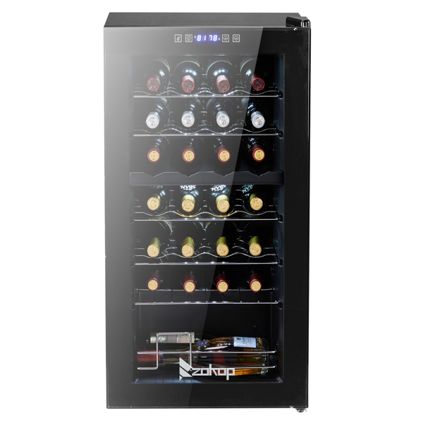 ZOKOP Dual Zone Wine and Beverage Refridgerator, 28 Bottle Wine Fridge with Independent Temperature Control & Glass Door, Freestanding Wine Cooler Chiller for Wine Champagne Beer