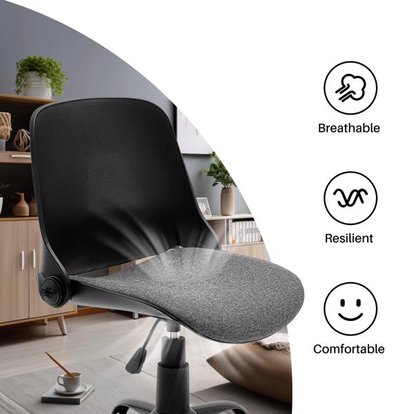 Kleiner Schreibtischstuhl, Ergonomic Office Chair Cross Legged Small Desk Chair for Small Space, Height Adjustable Folding Office Chair for Home Office (Schwarz)