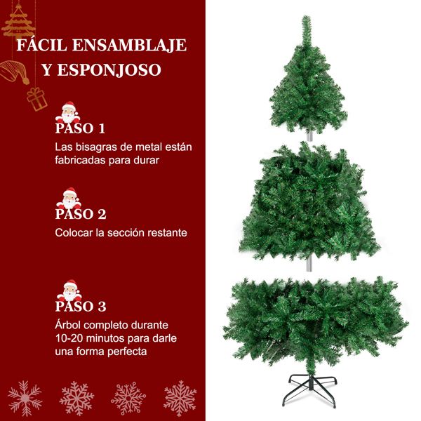 6 FT Artificial Christmas Tree, Unlit Christmas Pine Tree with 650 Branch Tips and Sturdy Metal Stand for Office Home Store Party Holiday Decor, Green