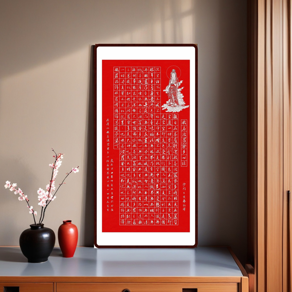 Tayin Energy Painting Chinese traditional Painting wall art, wood framed for home living room, study room, office, restaurant Business Red size 43.7 X 23.2 inch (111X59 cm)