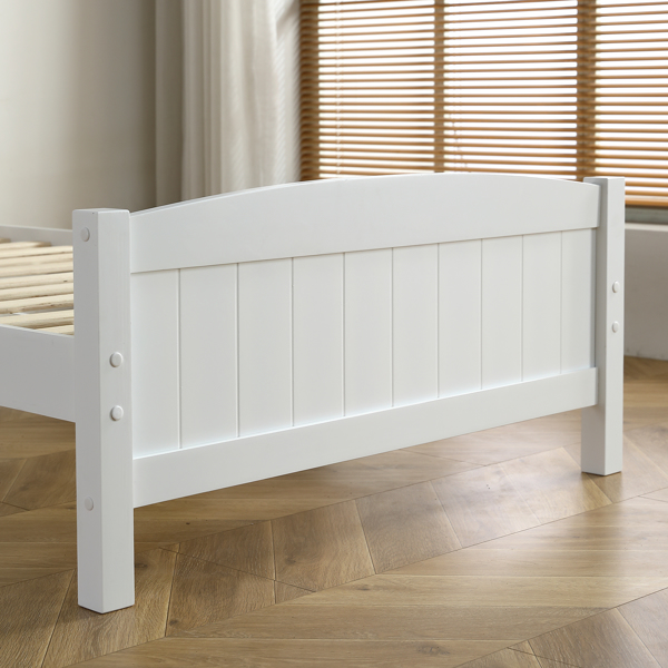 FCH Twin Pine Single-Layer Core Vertical Stripe Full-Board Curved Bed Head With The Same Bed Foot White Wooden Bed