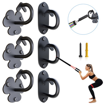 6-piece ceiling hooks Anchor point Resistance Band Hooks Heavy Duty hanger Resistance Band Wall anchors Exercise anchor hammock hooks Heavy duty wall hooks Titanium steel black