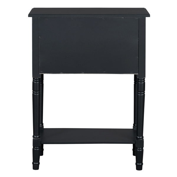 Narrow Console Table, Slim Sofa Table with Three Storage Drawers and Bottom Shelf (Black)