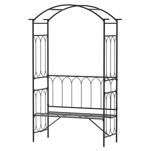 Steel Garden Arch with 2-Seat Bench