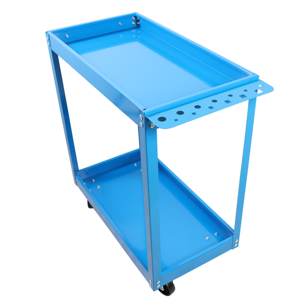 Tool Cart on Wheels,  Heavy Duty Steel Utility Cart w/Lockable Wheels, 400 LBS Capacity Industrial Service Cart for Garage, Warehouse, Workshop (Two-layer Bright Blue)