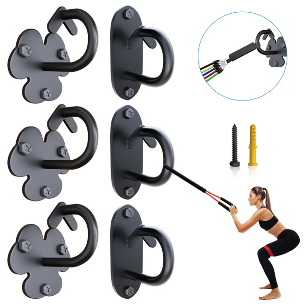 6-piece ceiling hooks Anchor point Resistance Band Hooks Heavy Duty hanger Resistance Band Wall anchors Exercise anchor hammock hooks Heavy duty wall hooks Titanium steel black