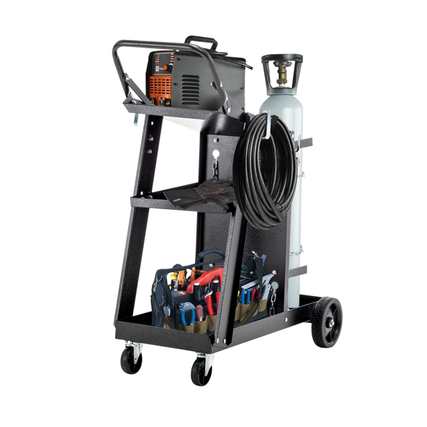 Welding Cart, 3-Tier Welder Cart Heavy Duty with 400Lbs Static Weight Capacity, 360° Swivel Wheels, Tank Storage Safety Chains, Rolling MIG Welder Cart for TIG, ARC, MMA Welding Machine