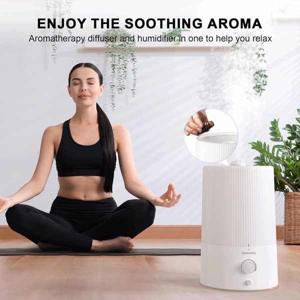 4L Top Fill Ultrasonic Cool Mist Humidifiers for Bedroom, with Oil Diffuser and Nightlight, for Baby Nursery & Plants, for Large Room, Lasts Up to 50 Hours, Auto Shut-Off