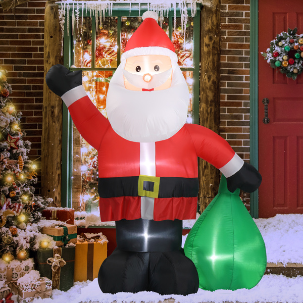 6 FT Lighted Christmas Inflatable Decoration, Inflatable Santa Claus with Large Gift Bag, Funny Blow Up Yard Decorations with Built-in LED Lights for Holiday Party Front Yard Lawn Garden Decor