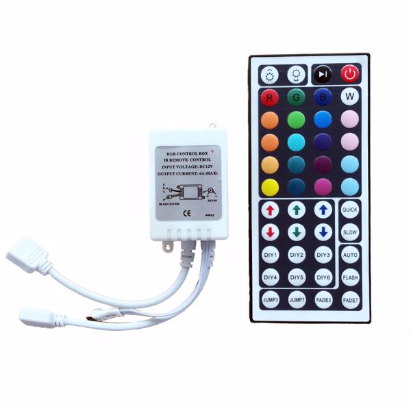 44Keys IR Remote Controller with Dual Connector  For RGB LED Light Strip