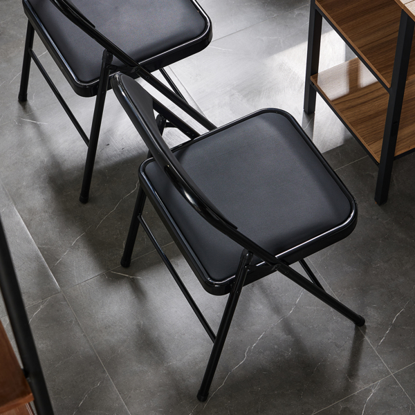 【Old Code：33457557】4pcs Elegant Foldable Iron & PVC Chairs for Convention & Exhibition Black