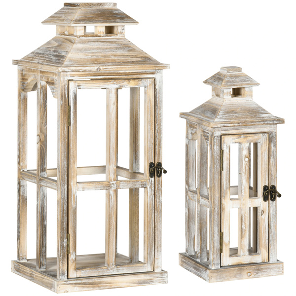 2 packs of 28 "/20" wooden lanterns decorated