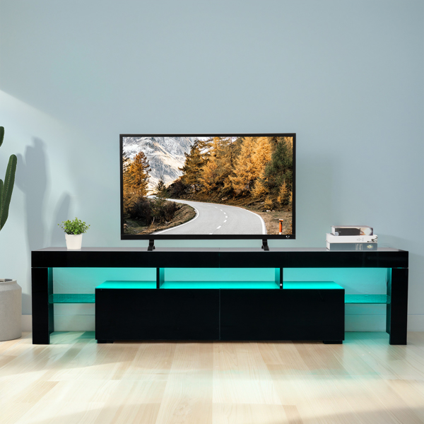 黑色 UV高亮漆面密度板+柜体三胺面刨花板 180*35*45cm 两抽 电视柜 RGB 16色 USB接口灯带-11