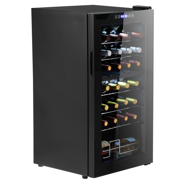 ZOKOP Dual Zone Wine and Beverage Refridgerator, 28 Bottle Wine Fridge with Independent Temperature Control & Glass Door, Freestanding Wine Cooler Chiller for Wine Champagne Beer