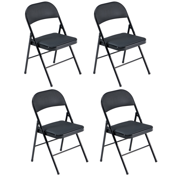 【Old Code：33457557】4pcs Elegant Foldable Iron & PVC Chairs for Convention & Exhibition Black