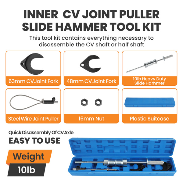 Inner CV Joint Puller Slide Hammer Wheel Drive Axle Half Shaft Removal Tool Sets