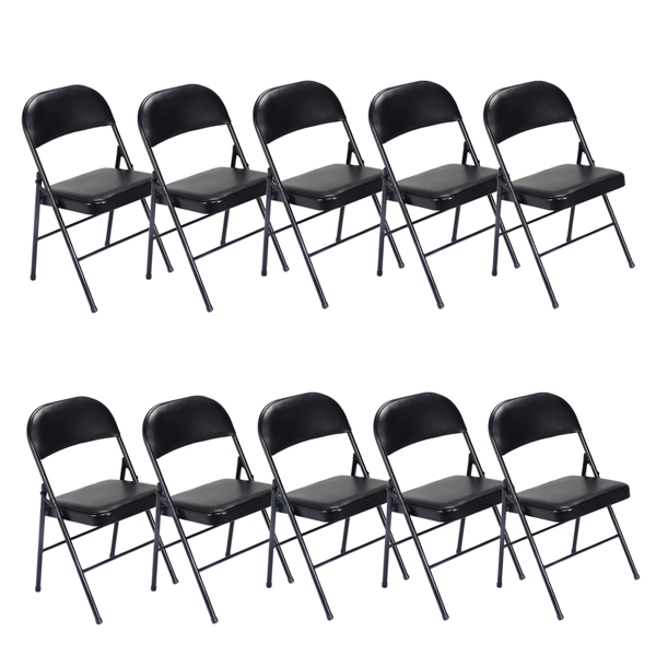 【Old Code：33457557】4pcs Elegant Foldable Iron & PVC Chairs for Convention & Exhibition Black