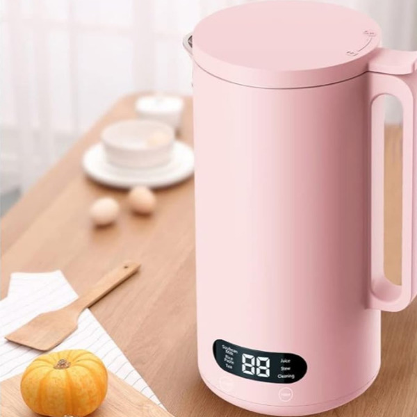 Soymilk Maker 304 Stainless Steel, Juicer Soybean Milk Machine Easy to Operate 11Oz Capacity, Multi Cooker Mixer for Home, Dormitory, Office 110V(Pink)