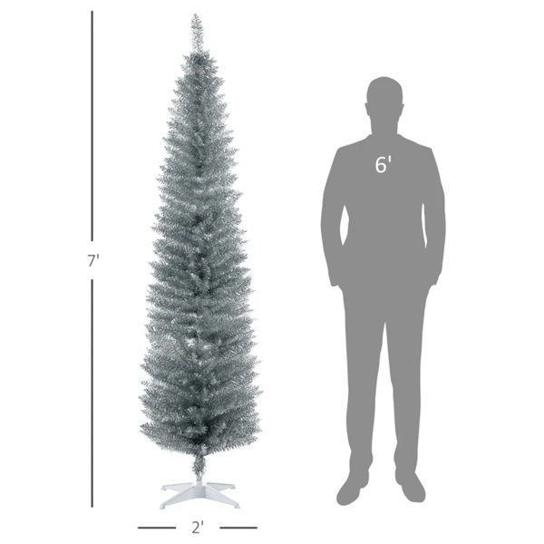 7 foot silver Christmas tree with bracket