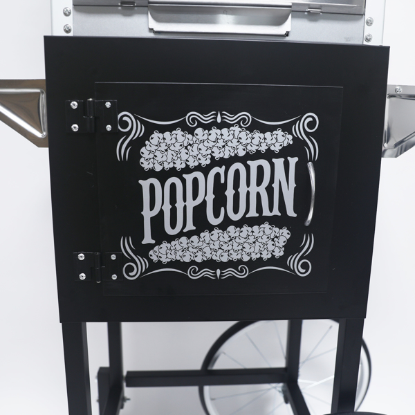 Popcorn Machine with Cart – 6oz Popper with Stainless-steel Kettle, Heated Warming Deck, and Old Maids Drawer,Black 