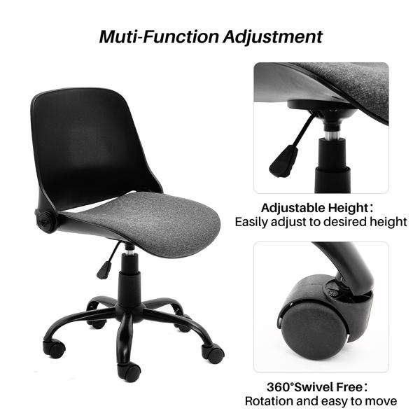 Kleiner Schreibtischstuhl, Ergonomic Office Chair Cross Legged Small Desk Chair for Small Space, Height Adjustable Folding Office Chair for Home Office (Schwarz)