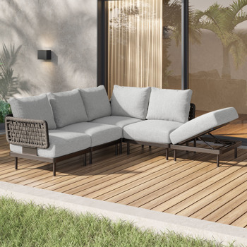 85.9 Wide Patio Outdoor Sofa and Adjustable Recliner