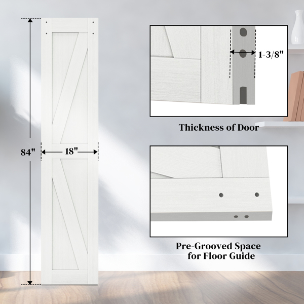 36 in. x 84 in. Sliding Double Barn Door with 6FT Barn Door Hardware Kit ，K Frame，MDF+Solid Wood ,Waterproof,Anti-Scratch