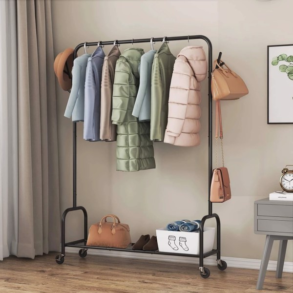 Floor-Standing Metal Coat Rack, Clothing Coat Rack With Bottom Rack, Hanger For Hanging Clothes And Coats