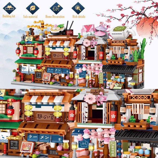 Building Blocks Set of 4, Kids Mini Building Block Kit, 1608Pcs Japan House Building Set Gift for 6-12 Years Old Kid Girls and Boys