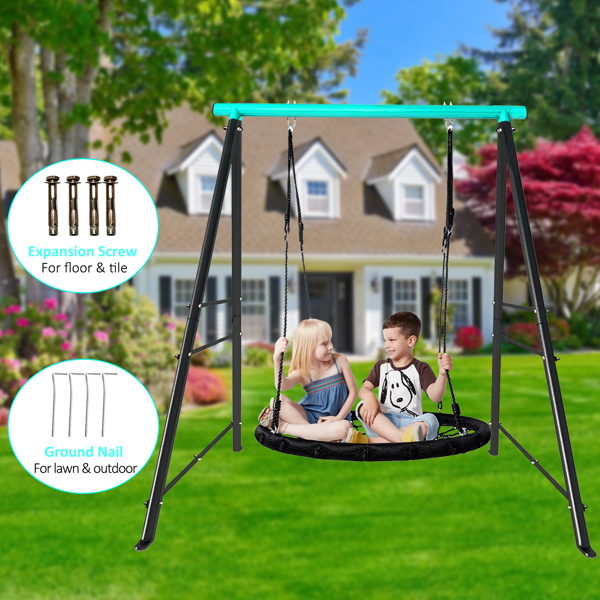 Swing Stand Frame, Swing Set Frame for Adults, Heavy-Duty Metal A-Frame Backyard Swing for Indoor Outdoor, Swing Chair, Porch Swing,Green(Without Swing)