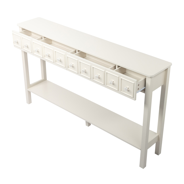 [Replace code:71522742]Long Console Table Entryway Table with Different Size Drawers and Bottom Shelf, White Narrow Storage Sofa Table for Entryway Hallway(White) Long Console Table 