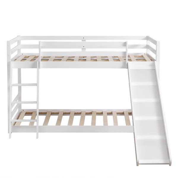 FCH Elevated Cross Guard Rail with Slide Twin Pine Wooden Bed White