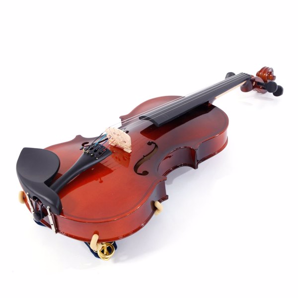   GV100 3/4 Acoustic Violin Case Bow Rosin Strings Tuner Shoulder Rest Natural