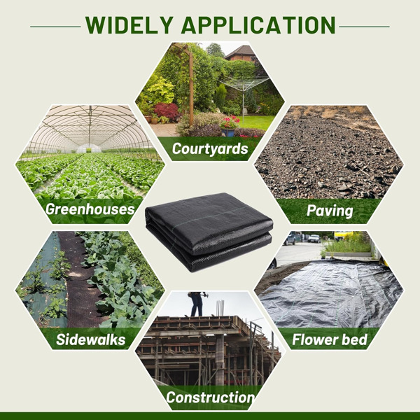 Weed Barrier Landscape Fabric Heavy Duty，Weed Block Gardening Ground Cover Mat, Weed Control Garden Cloth ，Woven Geotextile Fabric for Underlayment，Commercial Driveway Fabric-3FT*50FT(Stacking)