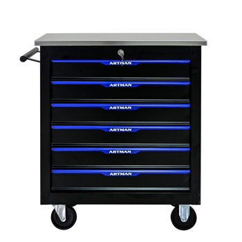 6 DRAWERS MULTIFUNCTIONAL TOOL CART WITH WHEELS-BLACK+BLUE