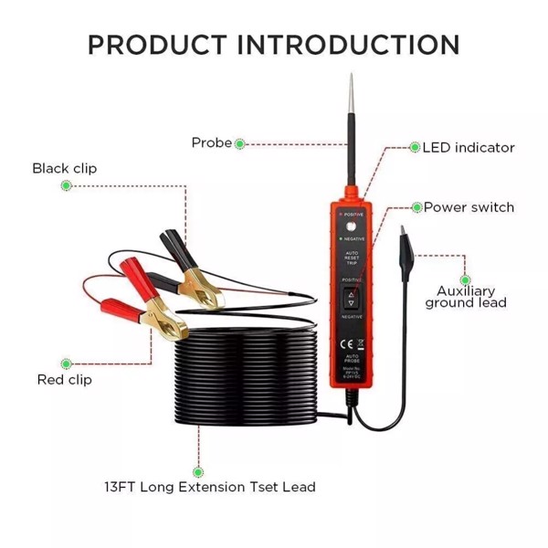 Automotive Digital Power Probe Circuit Electrical Tester Test Lead Device System