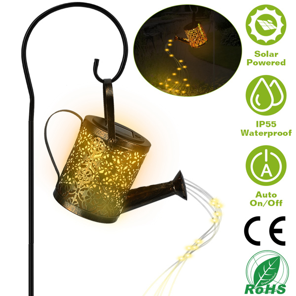 Solar Watering Can Powered String Light Hollow LED Watering Can Light Garden Fairy Decoration Solar Stake Lights For Pathway Yard Lawn Patio Landscape Decor