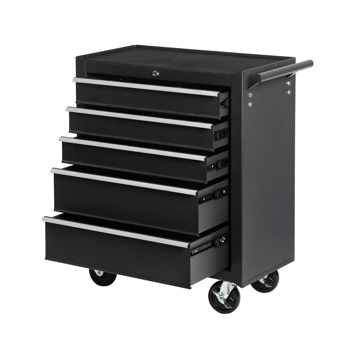 5-Drawer Rolling Tool Chest w/Lock & Key, Tool Storage Cabinet with Wheels, Top Cushion & Drawer Liners, Tool Organizer Box for Garage, Warehouse & Repair Shop