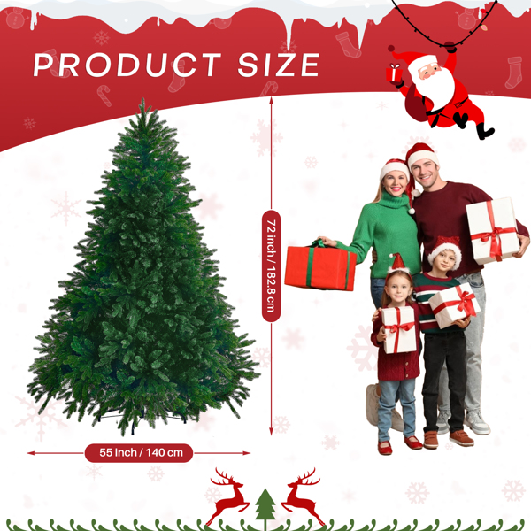 Christmas Tree, 6FT Artificial Christmas Tree with 1471 PE&PVC Mixed Branch Tips, Holiday Decoration, Fire-Resistant PE, Easy to Assemble, Double Cross Metal Support, Christmas, Living Room