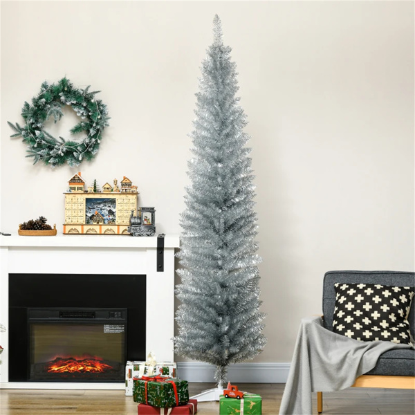 7 foot silver Christmas tree with bracket