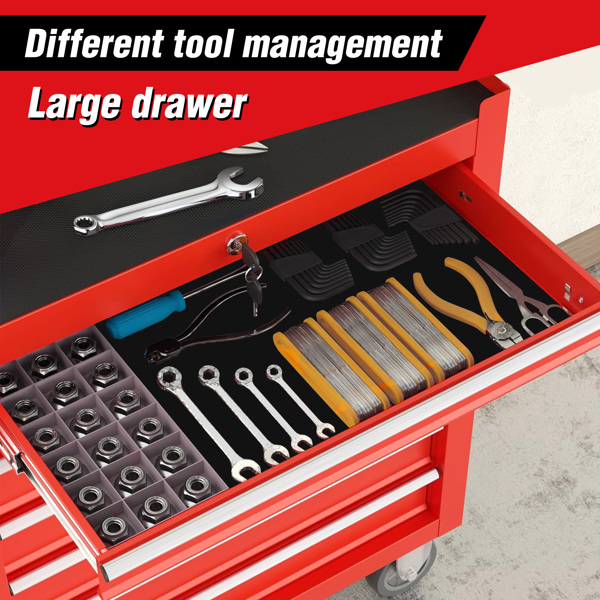 Rolling Tool Chest with 7-Drawer Tool Box with Wheels Multifunctional Tool Cart Mechanic Tool Storage Cabinet for Garage, Warehouse, Workshop, Repair Shop