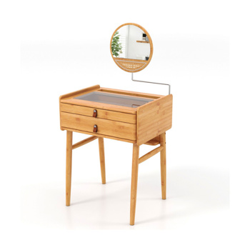 Bamboo vanity with mirror and 2 storage drawers