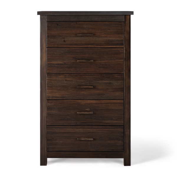 Brown MDF with Solid Wood Veneer 73*40*120cm Vertical 5-Drawer Chest of Drawers