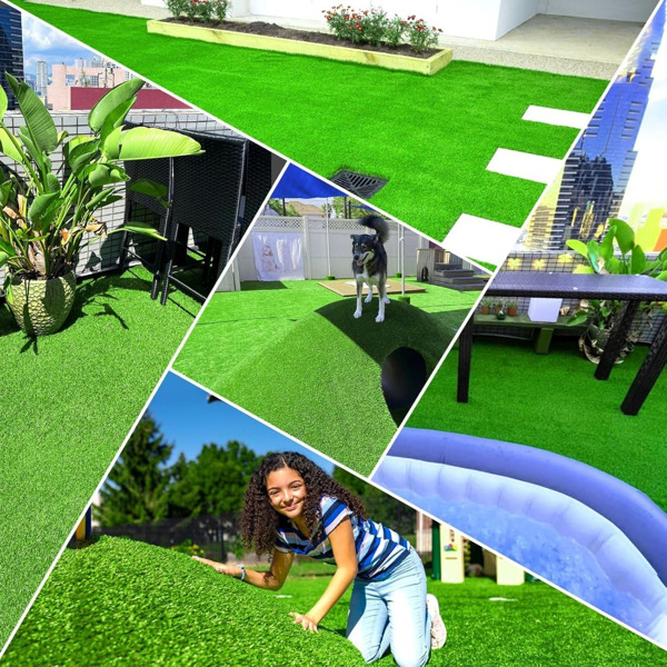 Artificial turf, professional dog mat large turf outdoor carpet terrace pet lawn, artificial carpet with drainage holes, 3.28FT * 16.4FT